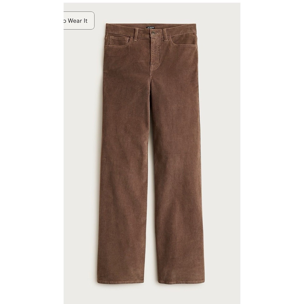 J.Crew Slim Wide Pant Size 29 Brown Straight Leg Corduroy Quiet Luxury NWT